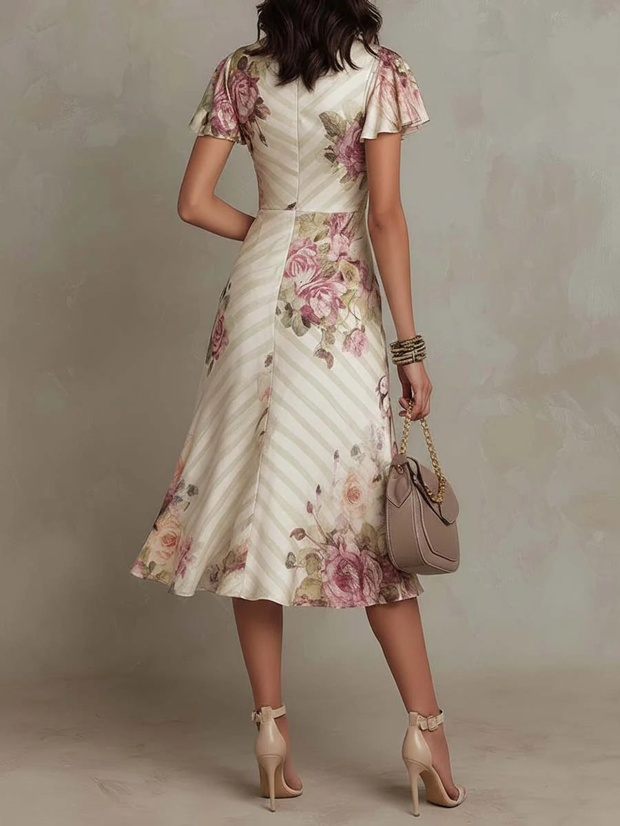Grace | Vintage floral satin midi dress