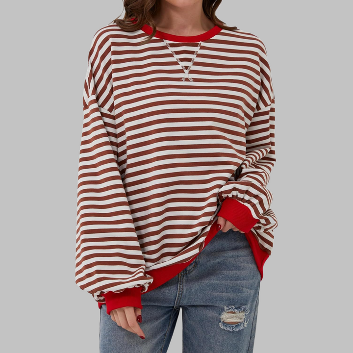 Yasmin | Casual Long Sleeve Round Neck Striped Shirt