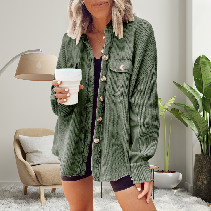Annabelle | Cosy Loose Fit Batwing Sleeve Button Down Jacket