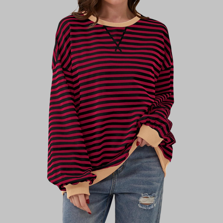 Yasmin | Casual Long Sleeve Round Neck Striped Shirt