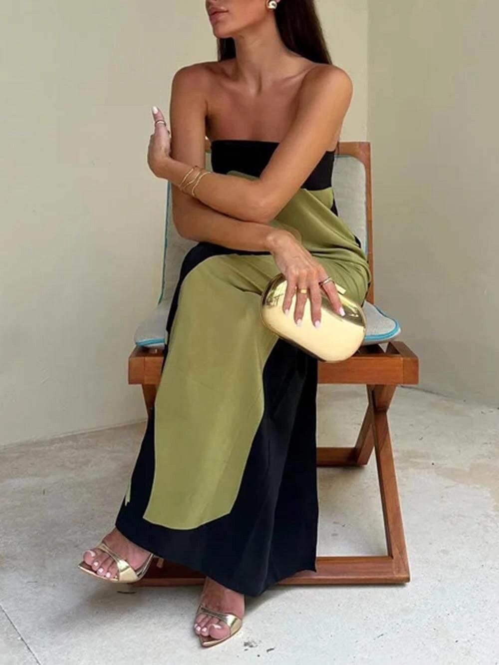 Ursula | Maxi evening dress with sleeveless print from style costiero