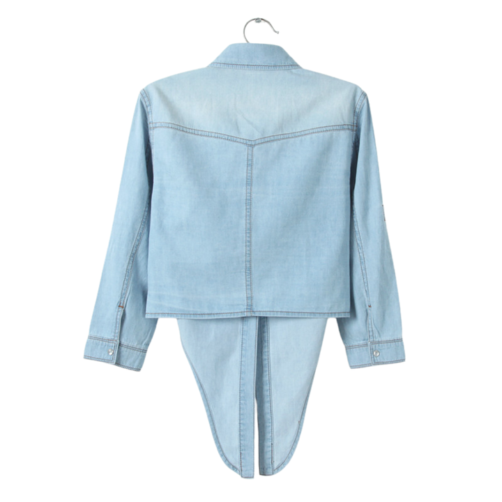 Verity | Knotted Crop Denim Cardigan