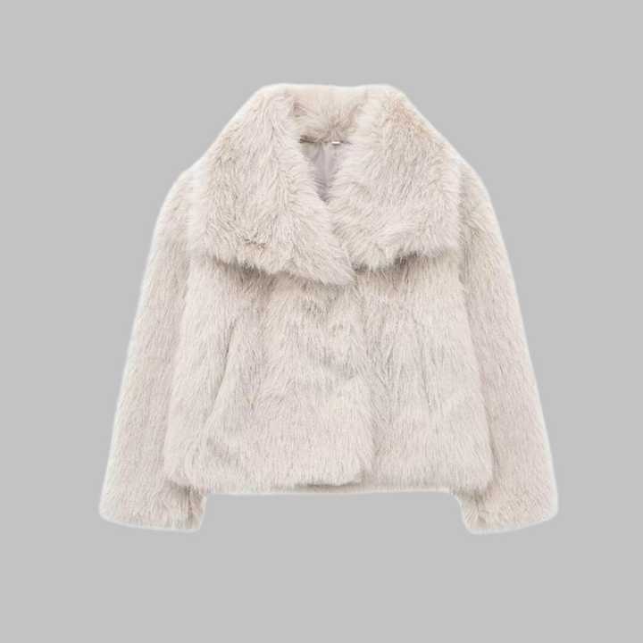 Georgia | Classy Long Sleeve Collared Fuzzy Coat