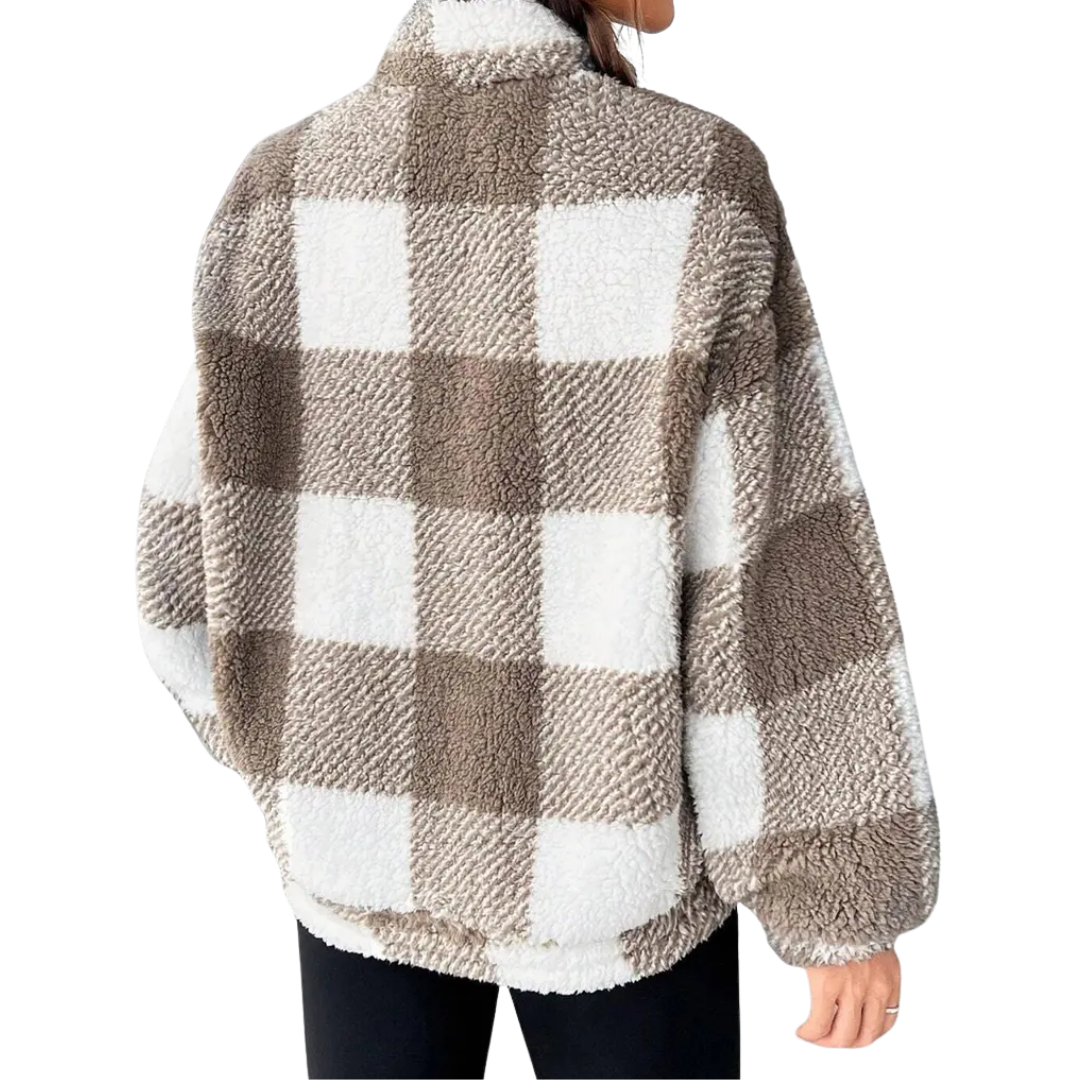 Amelia | Cosy Plaid Half-Zip Fleece Sweatshirt