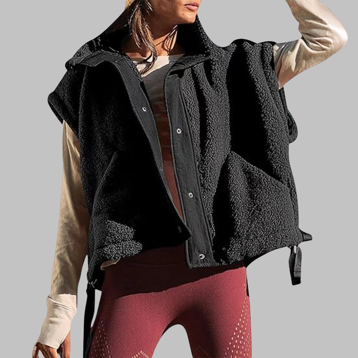 Gemma | Comfy Warm Fleece Sleeveless Button Down Vest