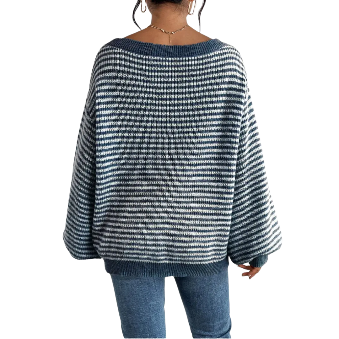 Grace | Striped Drop-Shoulder Knit Sweater