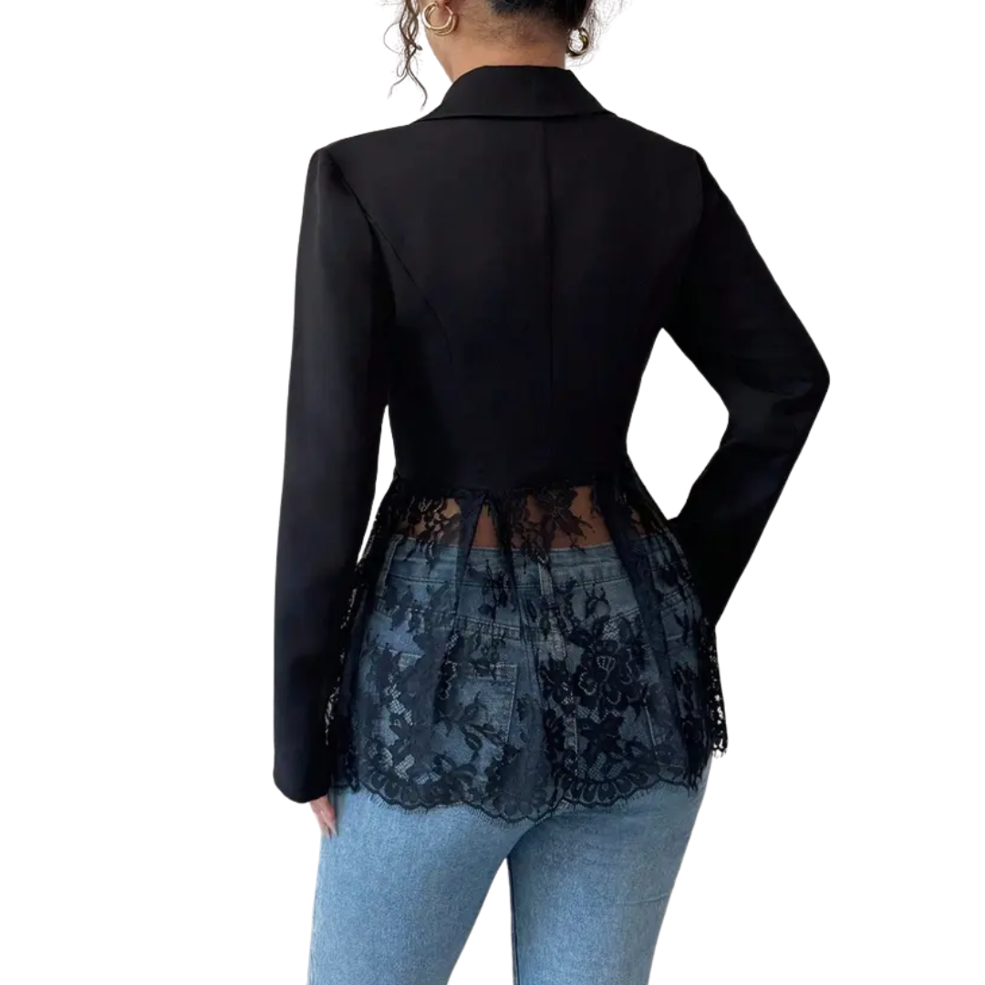Joanna | Lace Contrast Fitted Blazer Jacket
