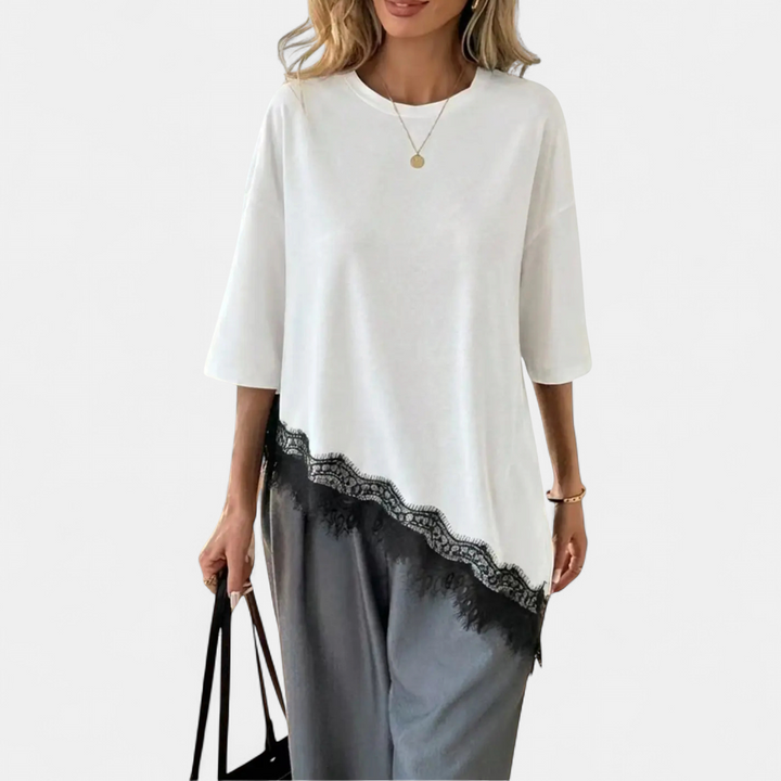 Leah | Relaxed Lace Hem Casual Top