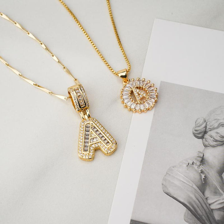 Danielle | Elegant 2-Pack Initial Letter Pendant Necklaces