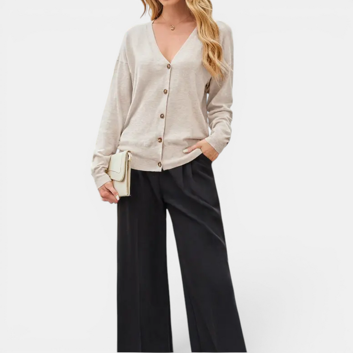 Sabrina | Lightweight Wool Blend Button Cardigan