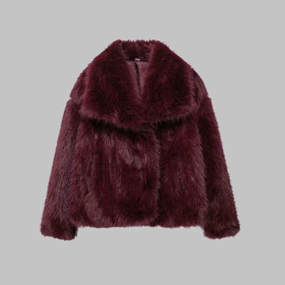 Georgia | Classy Long Sleeve Collared Fuzzy Coat