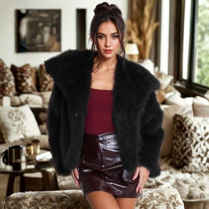 Felicity | Classy Long Sleeve Collared Fuzzy Coat