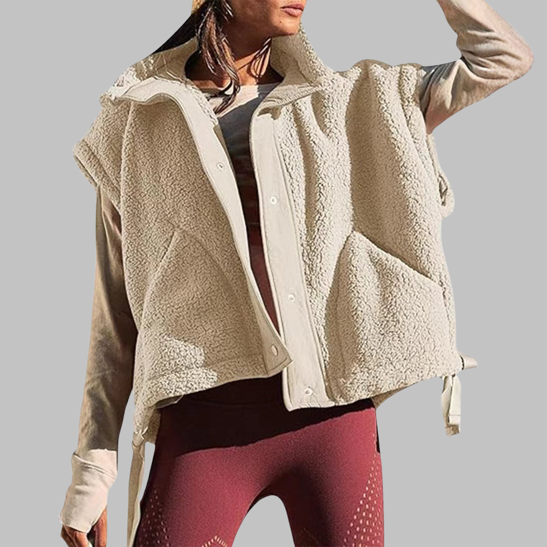 Gemma | Comfy Warm Fleece Sleeveless Button Down Vest