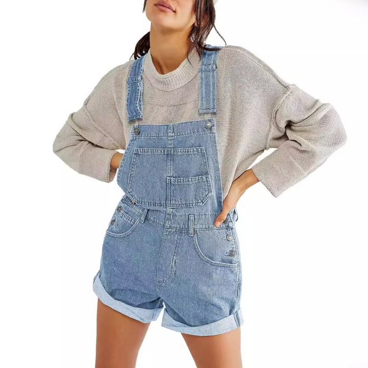 Kristy | Vintage Adjustable Denim Overall Shorts