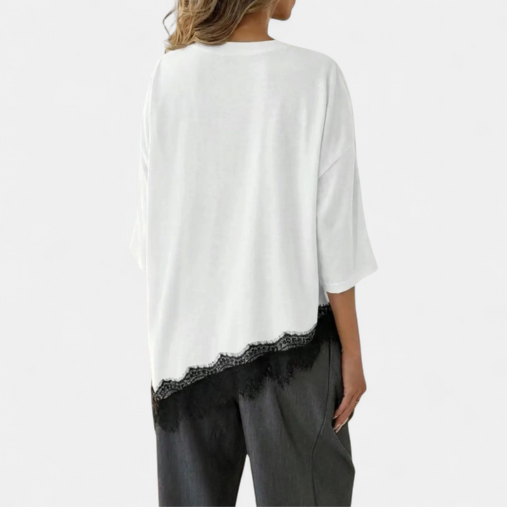 Leah | Relaxed Lace Hem Casual Top