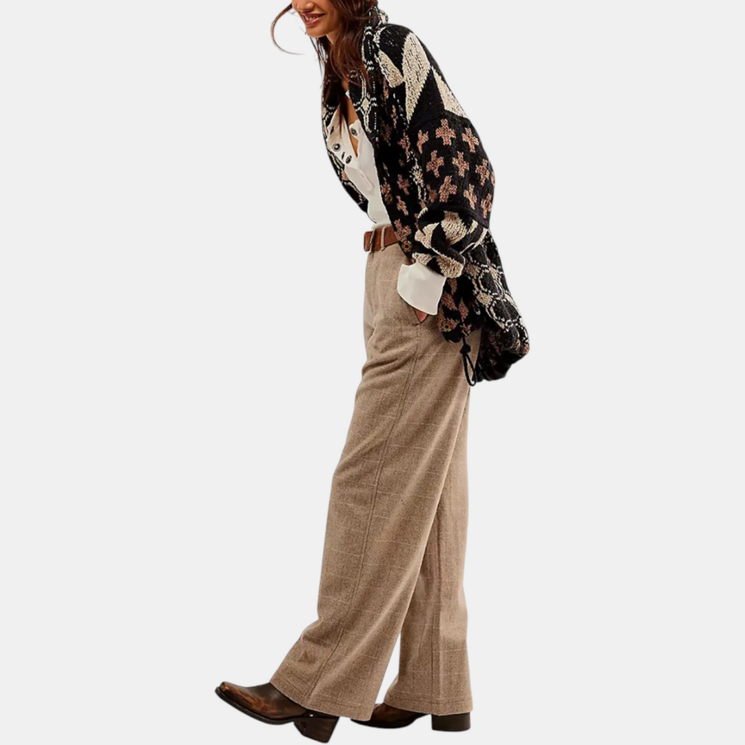 Women's Y2K Abstract Print Button Down Oversized Knit Cardigan
