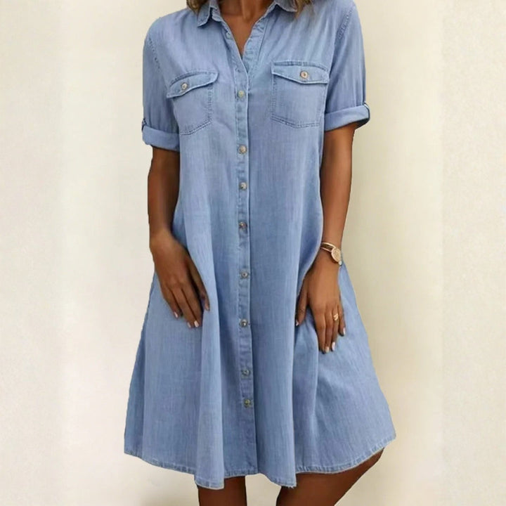 Mia - Casual Denim Style Midi Dress