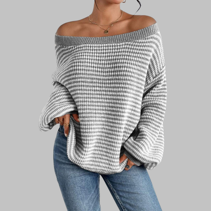 Rebecca | Casual Striped Drop Shoulder Long Sleeve Sweater