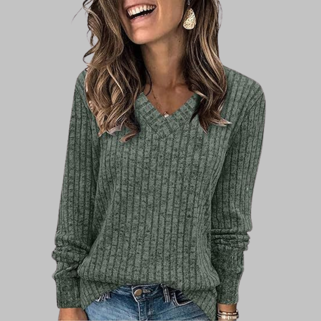 Jasmine | Comfy V-Neck Long Sleeve Top