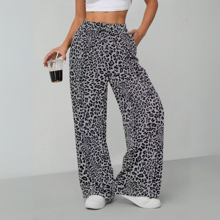 Kylie | Vintage Leopard Tie Front Wide Leg Pants