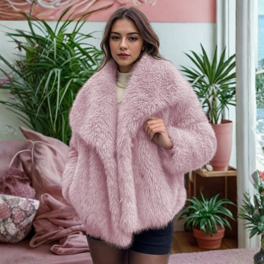 Felicity | Classy Long Sleeve Collared Fuzzy Coat