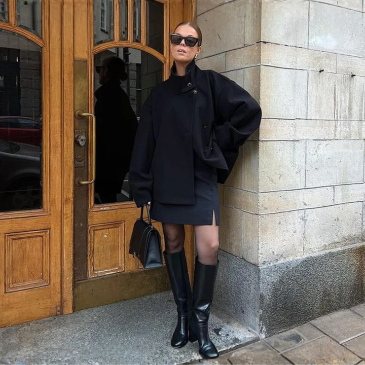 Gemma | Chic Stand-Up Collar Long Sleeve Button Down Coat