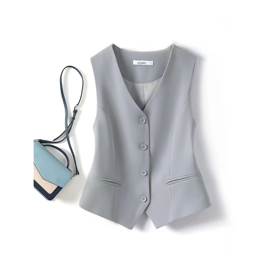 Francesca | Classy Sleeveless Button-Front Suit Vest