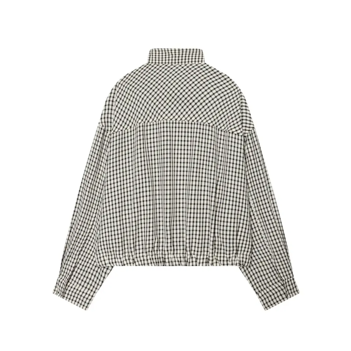 Madison | Gingham Check Cropped Bomber Jacket