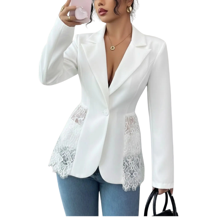 Penelope | Modern Lace-Trim Structured Blazer