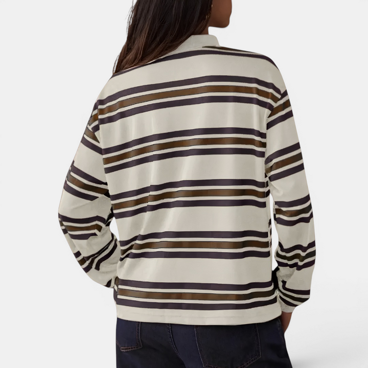 Hayley | Retro Stripe Contrast Polo Tee