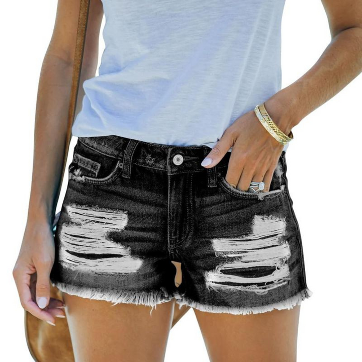 Joanna | Daily Slim-Fit  Ripped Jean Shorts