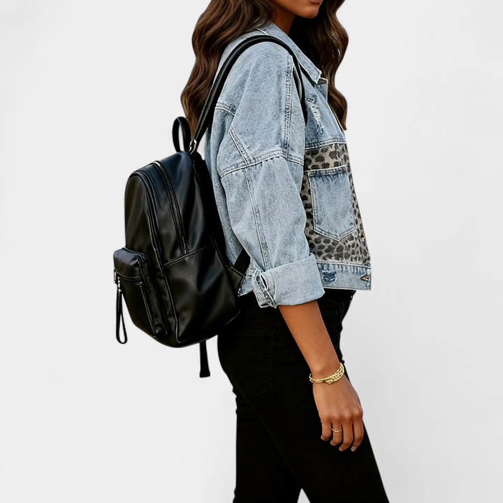 Alice | Wild Leopard Patch Denim Jacket