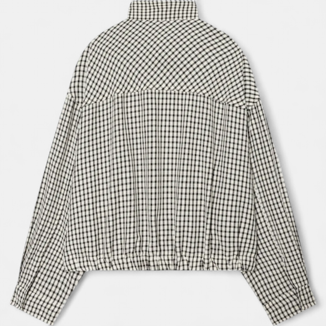 Sally | Gingham Check Cropped Bomber Jacket
