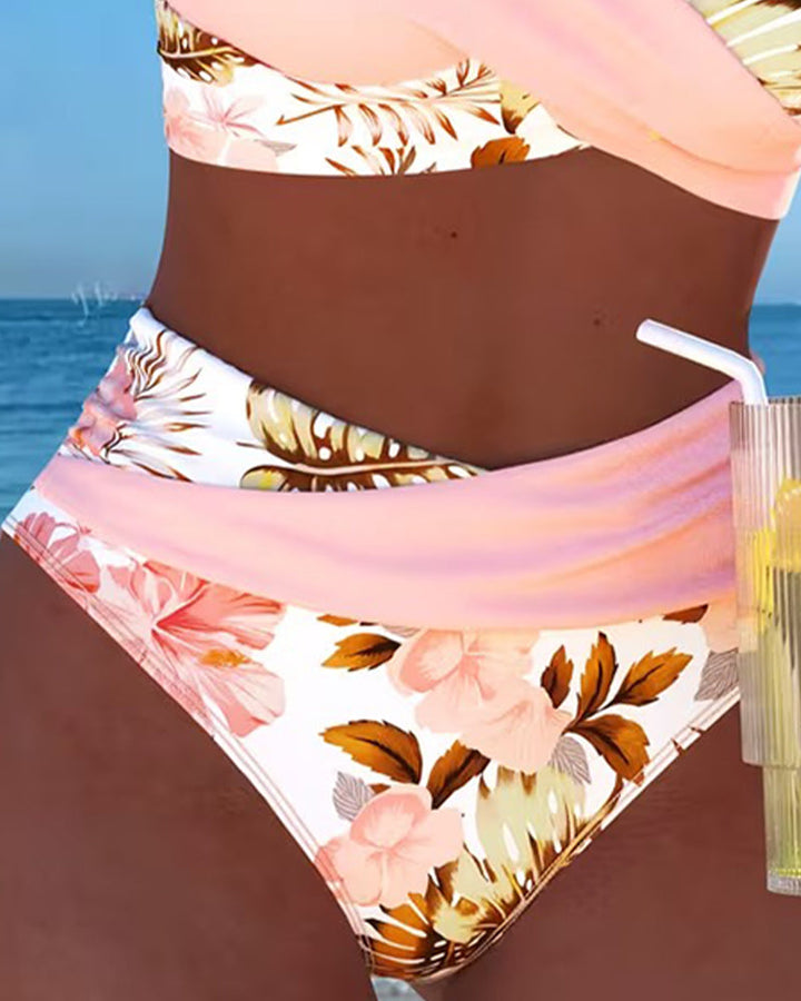 Millie | Bikini with contrast floral pattern and slit