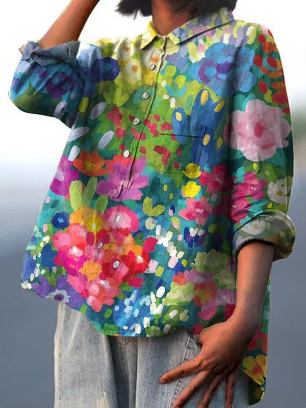 Rose | Casual women's blouse in vintage style with a floral pattern