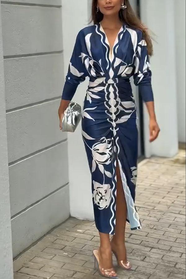 Monica | Midi dress with dolman with print unique summer sun