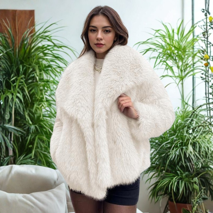 Felicity | Classy Long Sleeve Collared Fuzzy Coat