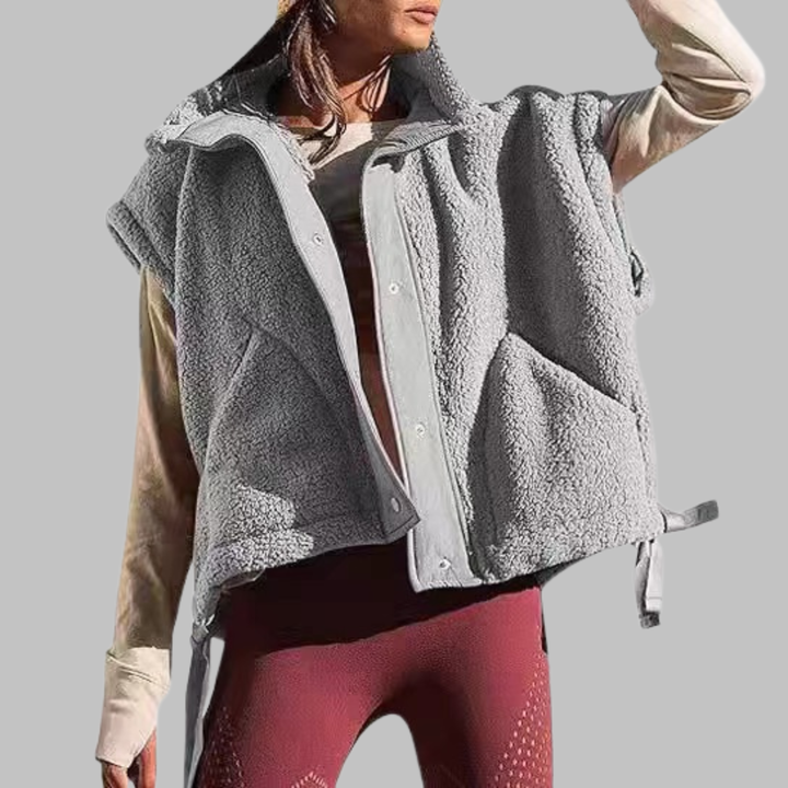 Gemma | Comfy Warm Fleece Sleeveless Button Down Vest