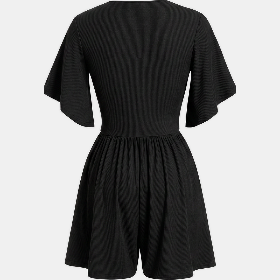 Women's Ruched High Waist Wide Leg V | Neck Summer Romper