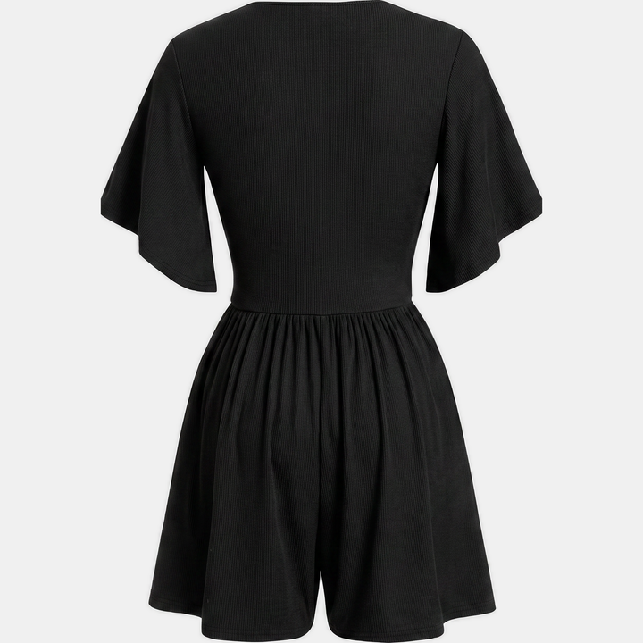 Women's Ruched High Waist Wide Leg V | Neck Summer Romper