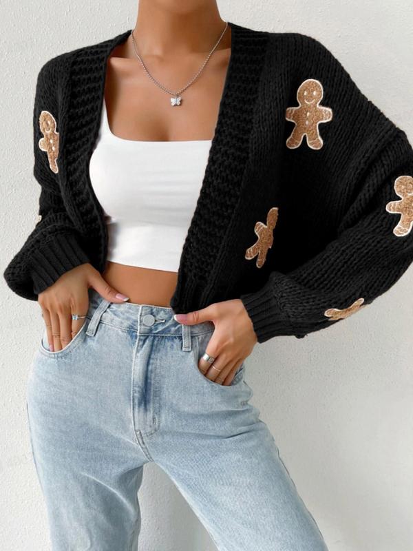 Natalie | Open Front Knit Cardigan with Cartoon Print for Cosy Outfits