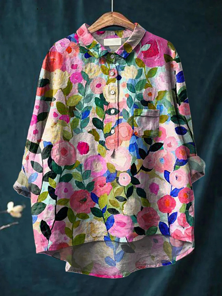 Rose | Casual women's blouse with a colorful spring floral print