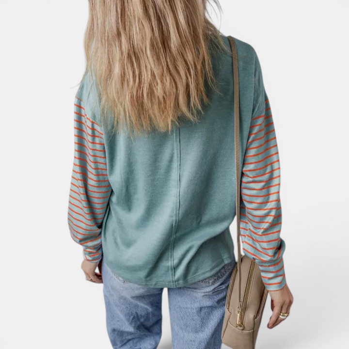 Paige | Striped Colour-Block Long Sleeve Top