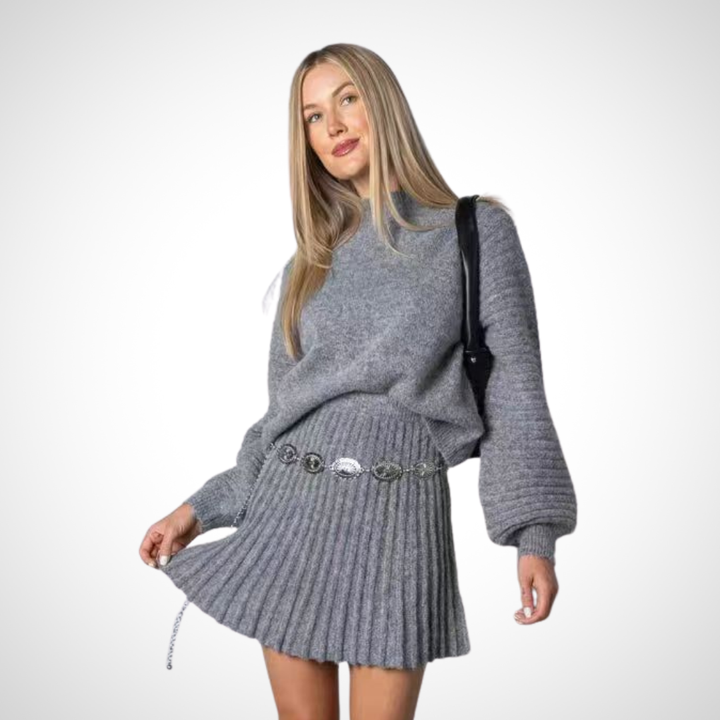 Bianca | Elegant Ribbed Knit Two-Piece Fall Outfit