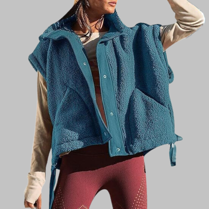 Gemma | Comfy Warm Fleece Sleeveless Button Down Vest
