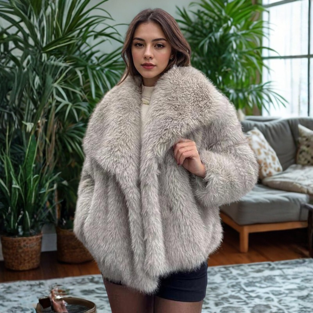 Felicity | Classy Long Sleeve Collared Fuzzy Coat