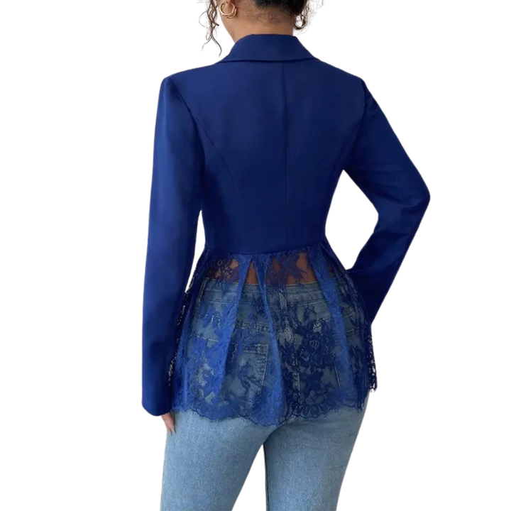 Joanna | Lace Contrast Fitted Blazer Jacket