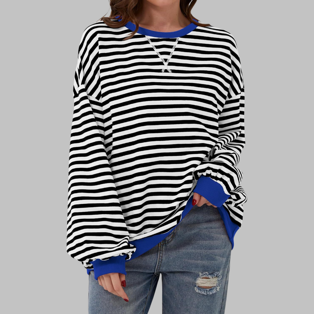 Yasmin | Casual Long Sleeve Round Neck Striped Shirt