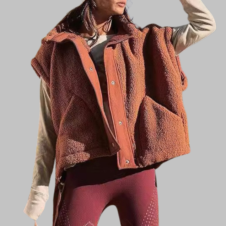 Gemma | Comfy Warm Fleece Sleeveless Button Down Vest