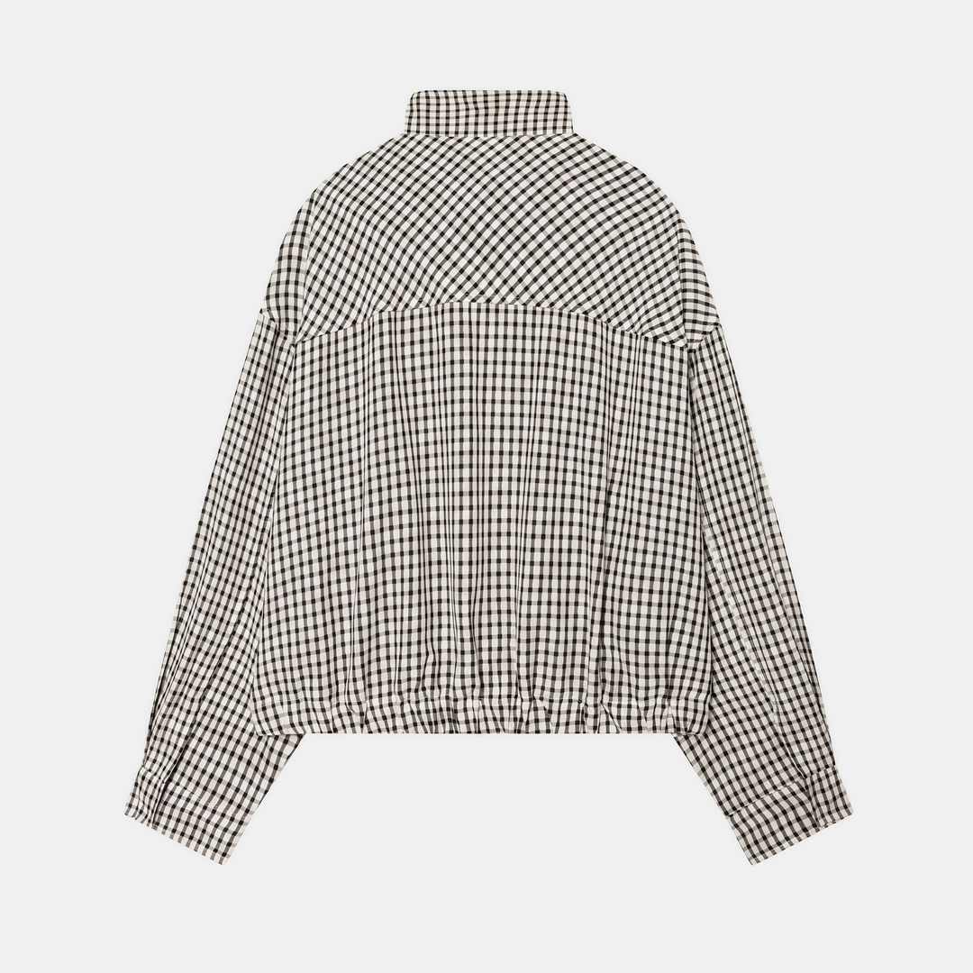 Women's Oversized Drop Shoulder Plaid Cropped Jacket